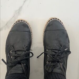 CHANEL Black Espadrille Ankle Boots.